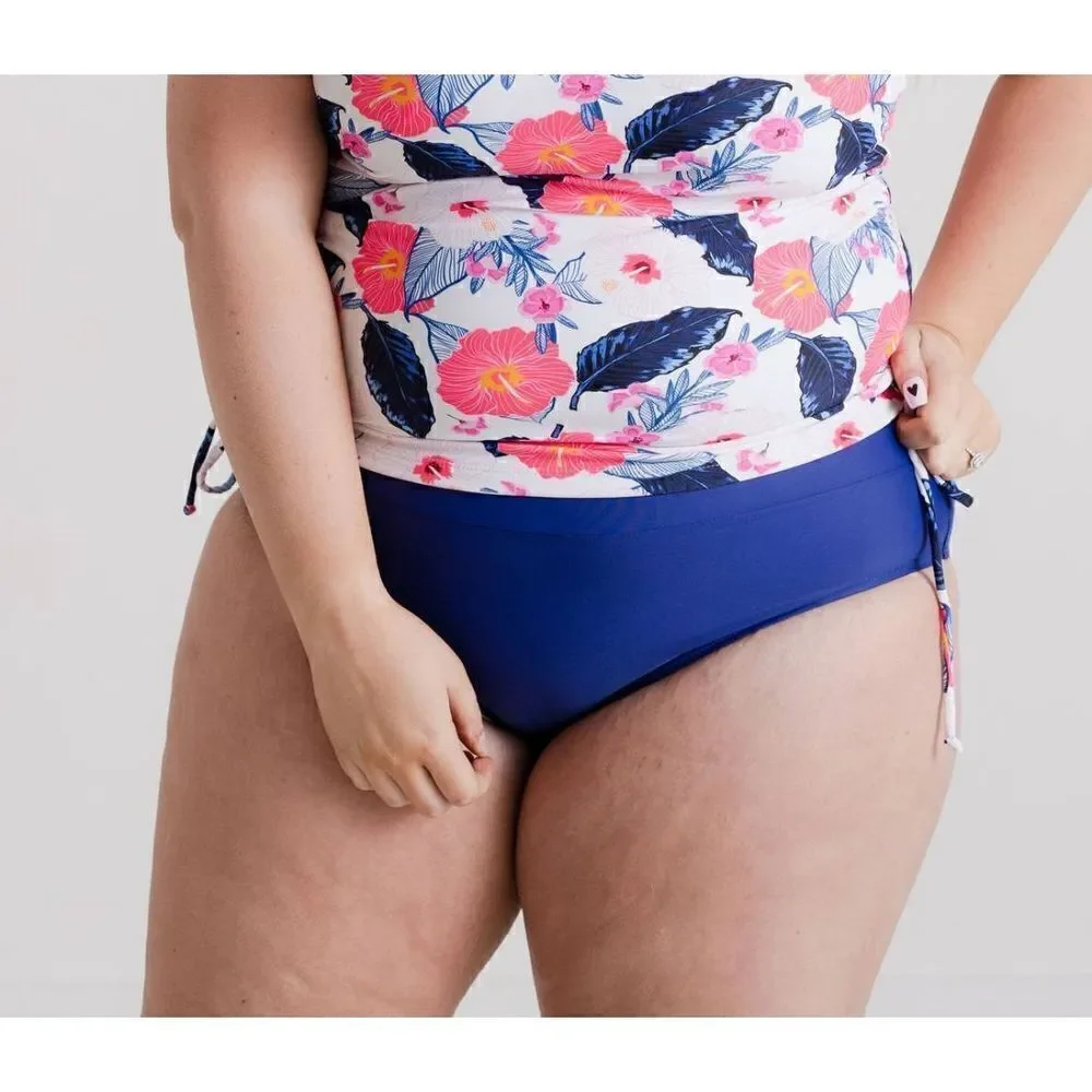 NWT Set Women's Tankini Floral Top & Midrise Brief Bikini Bottom Swimsuit